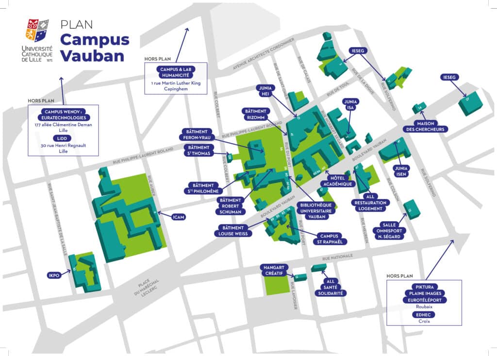 Plan du campus Vauban de l'Université.